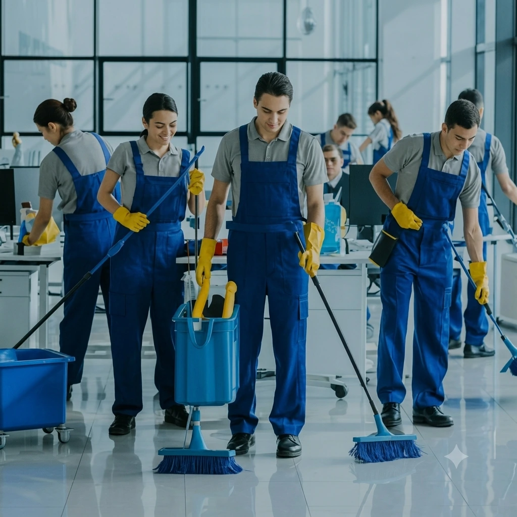 Equipos de trabajo de Pymes de servicios realizando sus tareas